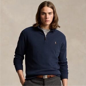 Polo by Ralph Lauren Men’s 1/4 Zip Luxury Jersey Sweater Pullover Navy Blue